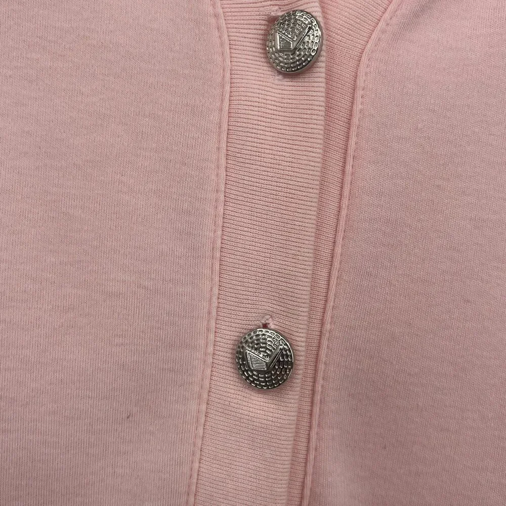 Vintage Adolfo Sport Pink Cotton‎ Blend Embroidered Golfer Novelty Vest Medium